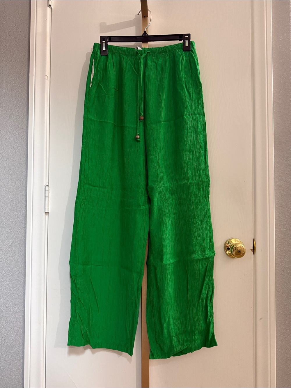 Zara Green Drawstring Wide-Leg Pants